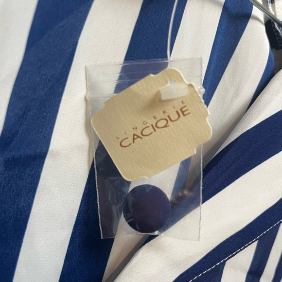 NWT Blue and White Striped Lingerie Cacique Button Up - Picture 3 of 4